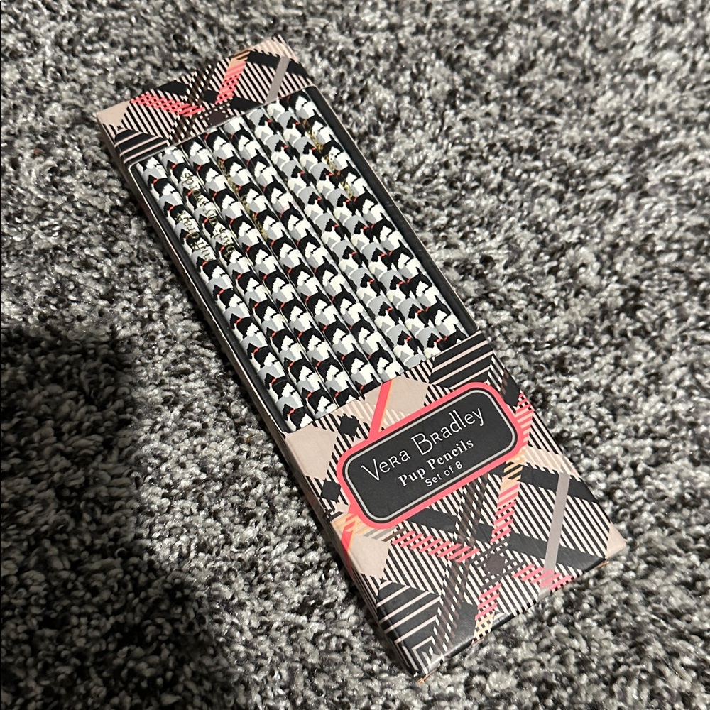 Vera Bradley Black and Pink Patterned Pencil Set Pup Pencils
